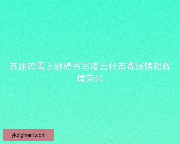 苏翊鸣雪上驰骋书写凌云壮志赛场铸就辉煌荣光